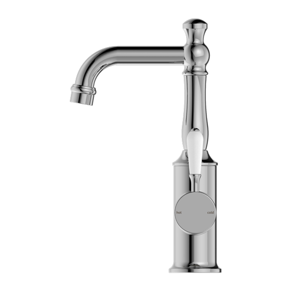 YORK BASIN MIXER WITH WHITE PORCELAIN LEVER CHROME (NR69210101CH)