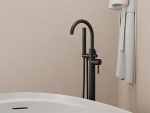 MECCA ROUND FREESTANDING MIXER WITH HAND SHOWER MATTE BLACK (NR210903aMB)