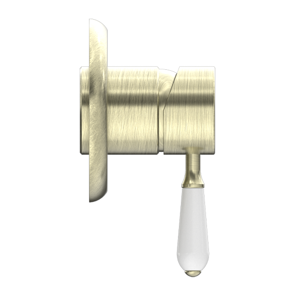 YORK SHOWER MIXER WITH WHITE PORCELAIN LEVER AGED BRASS (NR69210901AB)