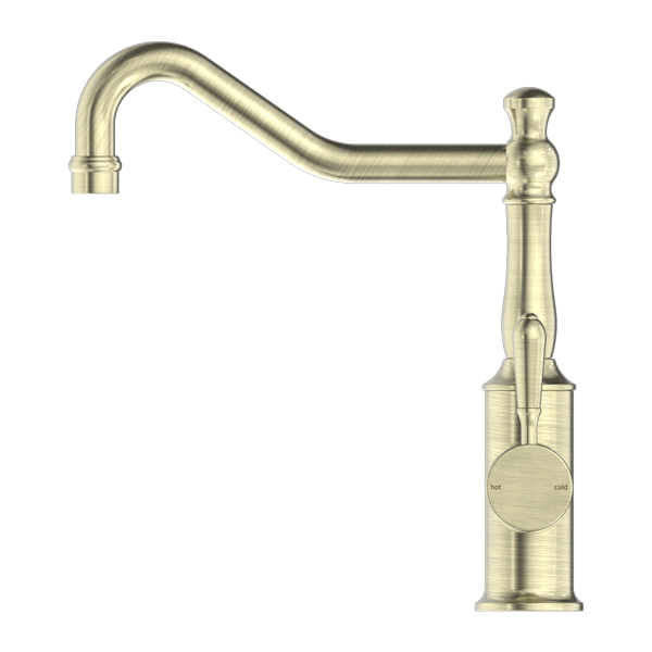 YORK KITCHEN MIXER HOOK SPOUT WITH METAL LEVER AGED BRASS (NR69210702AB)