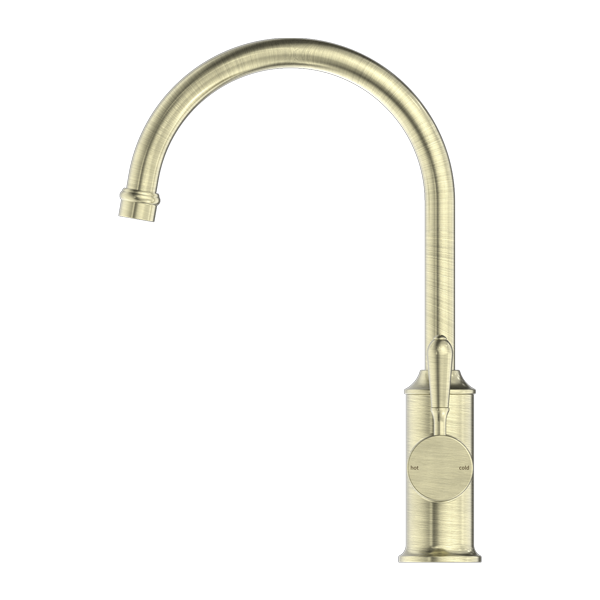 YORK KITCHEN MIXER GOOSENECK SPOUT WITH METAL LEVER AGED BRASS (NR69210602AB)