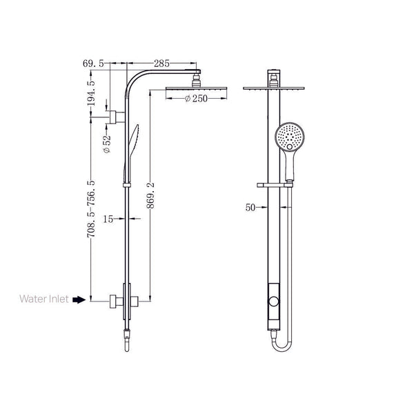 ASTRA RAIN ROUND TWIN SHOWER SINGLE HOSE CHROME (NR281305aCH)