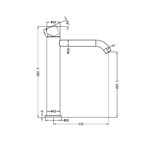 Zen SS316L Tall Basin Mixer Handless Graphite (NR162201cGR)