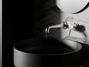 Zen SS316L Wall Basin/Bath Mixer Separate Back Plate 185/230mm Spout Brushed Nickel