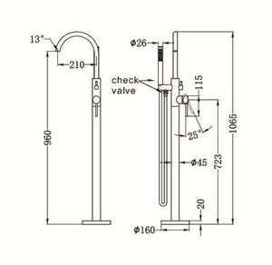 MECCA ROUND FREESTANDING MIXER WITH HAND SHOWER GUN METAL (NR210903aGM)