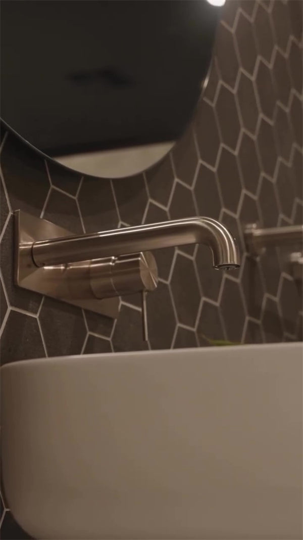 MECCA WALL BASIN/BATH MIXER 120/160/185/230/260MM BRUSHED NICKEL