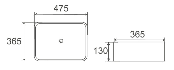WB4737 SORRENTO Above Counter Basin 475x365x130MM