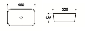 WB4632BK LUCERNE Above Counter Basin in Back and White 460x320x135MM
