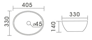 WB4047 ARTISTIC Above Counter Basin 405x330x140MM