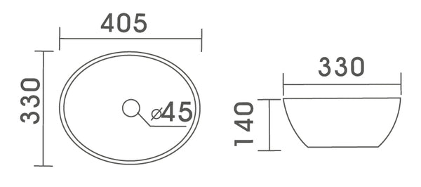 WB4047 ARTISTIC Above Counter Basin 405x330x140MM