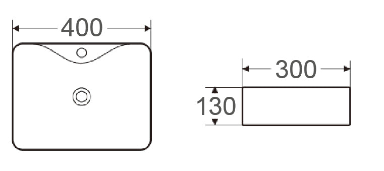 WB4131 BRONTE II Above Counter Basin 400x300x130MM
