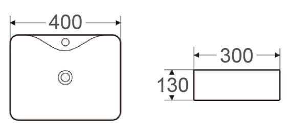 WB4131 BRONTE II Above Counter Basin 400x300x130MM
