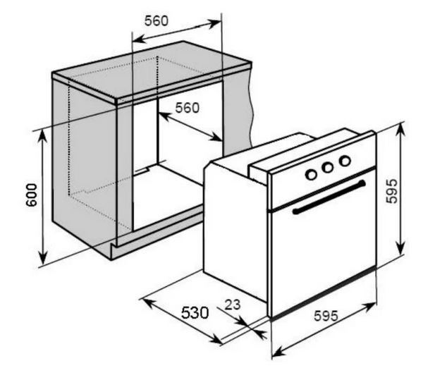 CARYSIL BUILT-IN BLACK OVEN 60CM