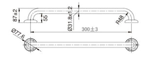 TP GRAB300MK MOBI CARE 300mm Grab Rail in Matte Black