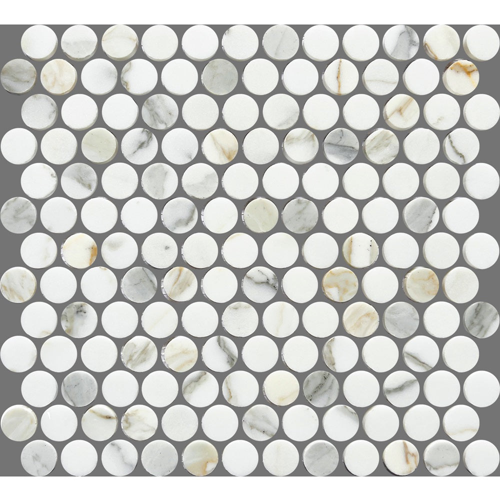 ART001 ARTEMIS CALACATTA GOLD PENNY ROUND HONED 23X23 (300X300mm per sheet)