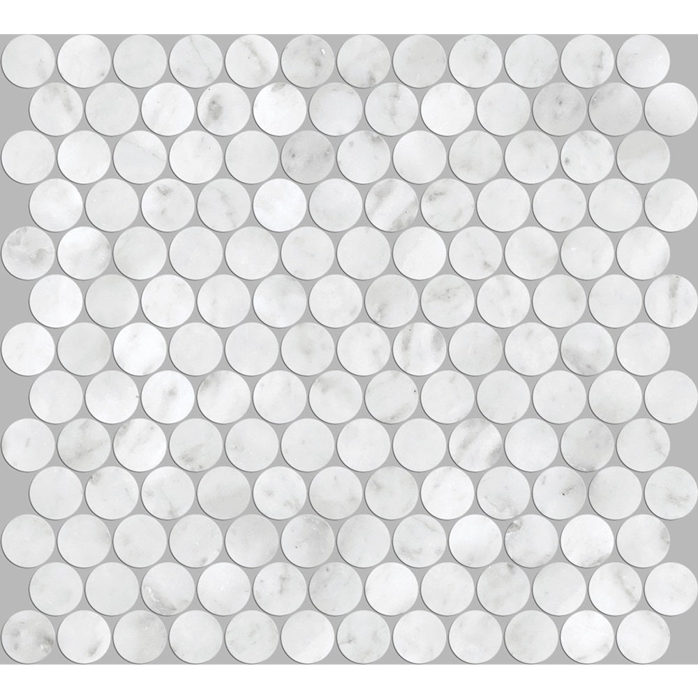 ART003 PR23CA-H ARTEMIS CARRARA WHITE PENNY ROUND HONED 23X23MM (300X300mm per sheet)