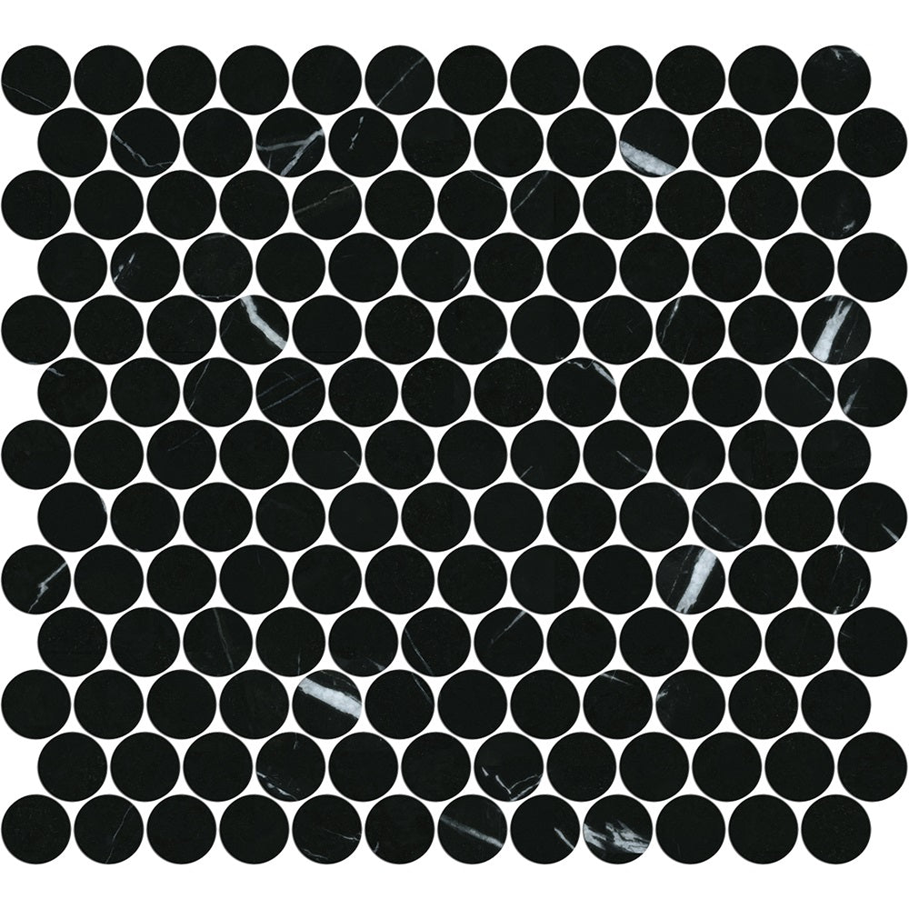 ART009 PR23NM-H ARTEMIS NERO MARQUINA PENNY ROUND HONED 23X23MM (300X300mm per sheet)