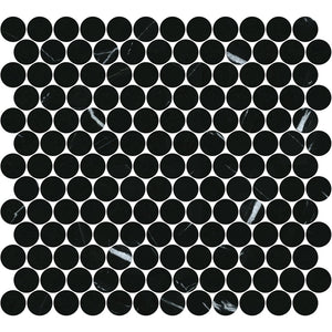 ART009 PR23NM-H ARTEMIS NERO MARQUINA PENNY ROUND HONED 23X23MM (300X300mm per sheet)