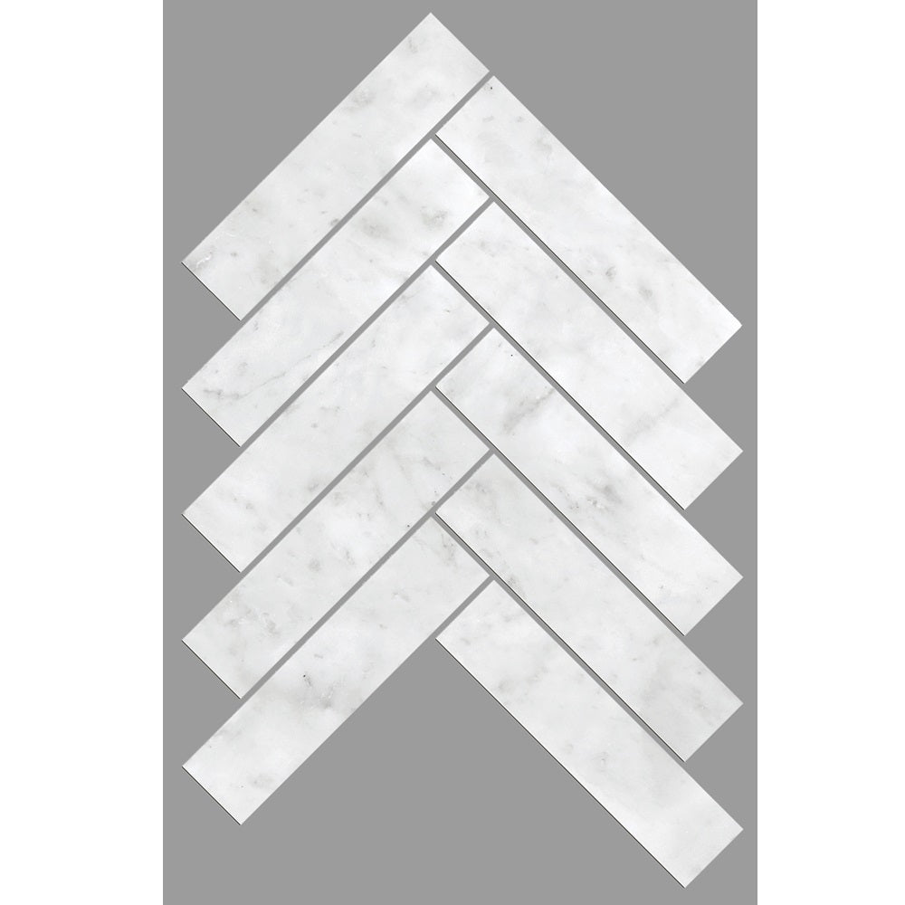 ART203 HB35150CA-H ARTEMIS CARRARA WHITE HERRINGBONE HONED 35X150MM (235x240mm per Sheet)