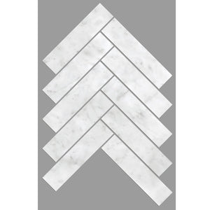 ART203 HB35150CA-H ARTEMIS CARRARA WHITE HERRINGBONE HONED 35X150MM (235x240mm per Sheet)