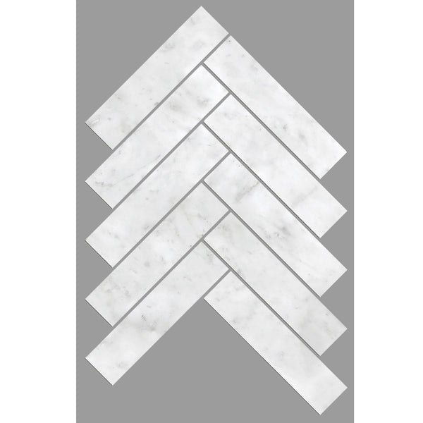 ART203 HB35150CA-H ARTEMIS CARRARA WHITE HERRINGBONE HONED 35X150MM (235x240mm per Sheet)