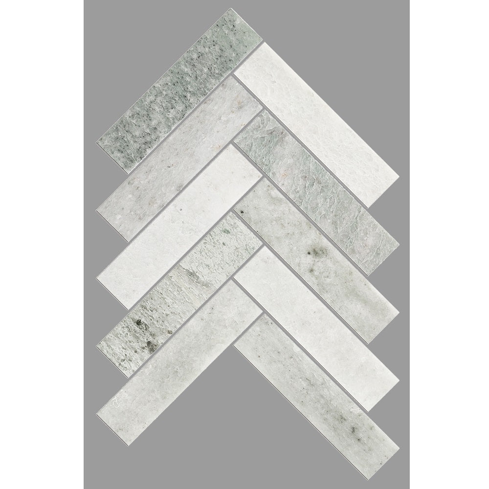 ART232 HB35150MG-H ARTEMIS MING GREEN HERRINGBONE HONED 35X150MM (235x240mm per Sheet)