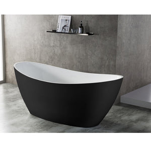 BT 281SBK CURO Free Standing Bath Tub 1500mm - Gloss White Inside, Matte Black Outside
