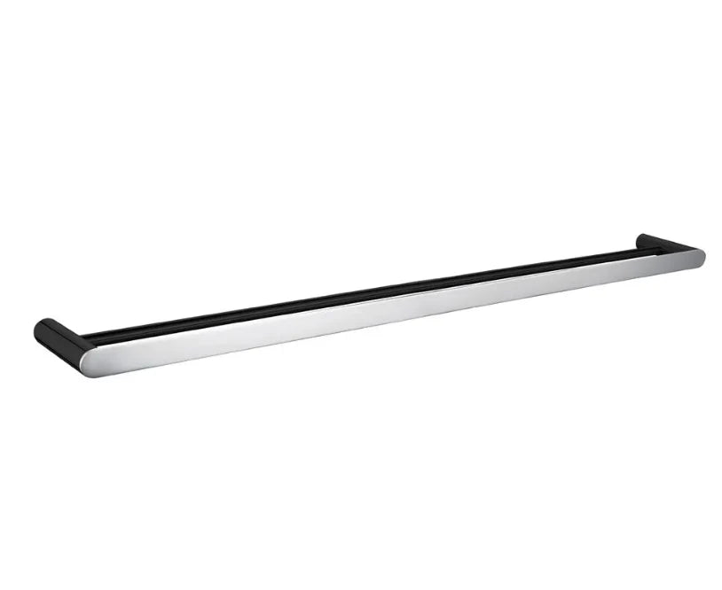 OXCH6502.8.TR RUSHY BLACK AND CHROME DOUBLE TOWEL RAIL 800MM