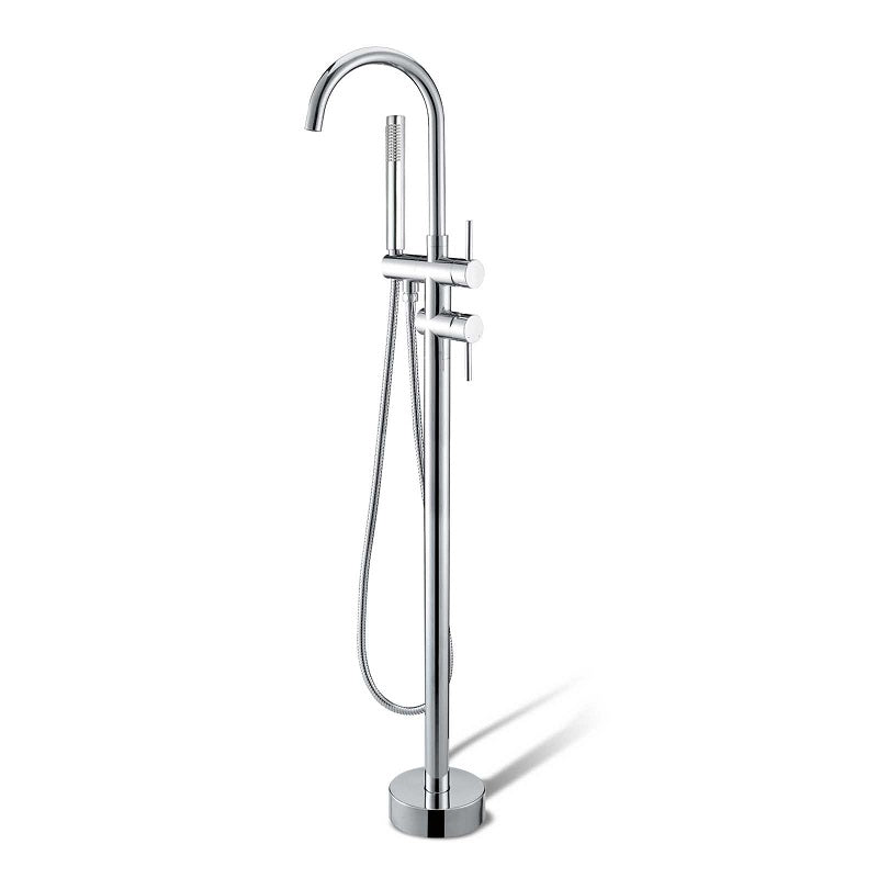 Round Chrome Freestanding Bath Mixer With Handheld Shower CH0116.BS