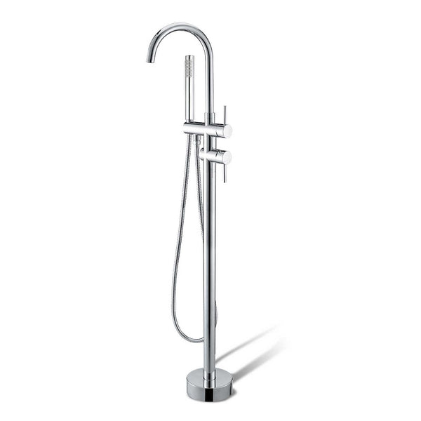 Round Chrome Freestanding Bath Mixer With Handheld Shower CH0116.BS