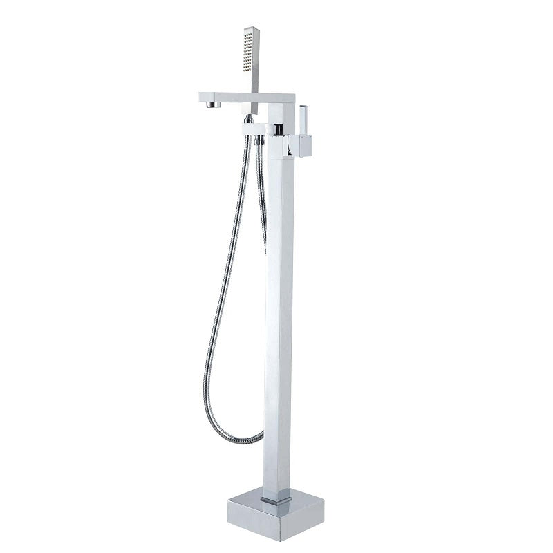 Square Chrome Freestanding Bath Mixer With Handheld Shower CH0117.BS