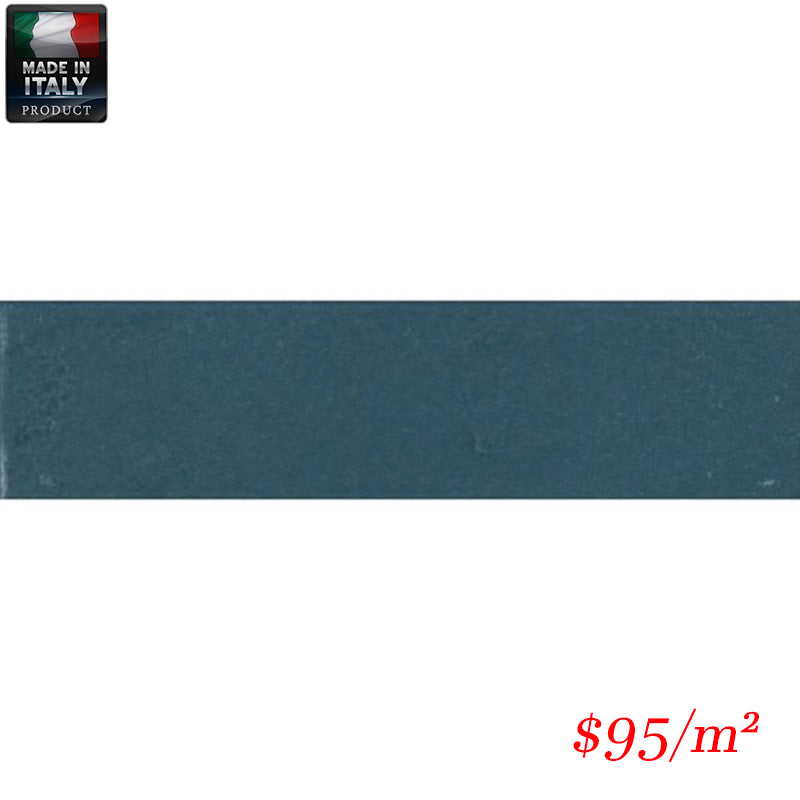 COR0004 REGOLI BLUE GLOSS PORCELAIN SUBWAY WALL 75X300MM Made In Italy