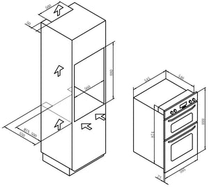 CARYSIL BUILT-IN BLACK DOUBLE OVEN 60CM