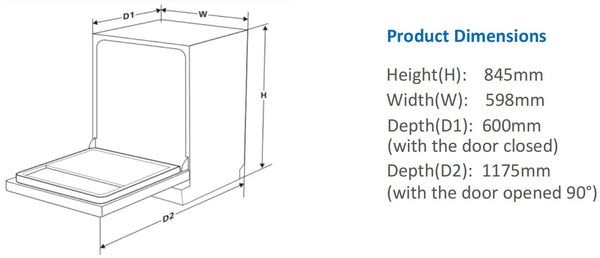 CARYSIL FREESTANDING DISHWASHER 14 PLACE SETT