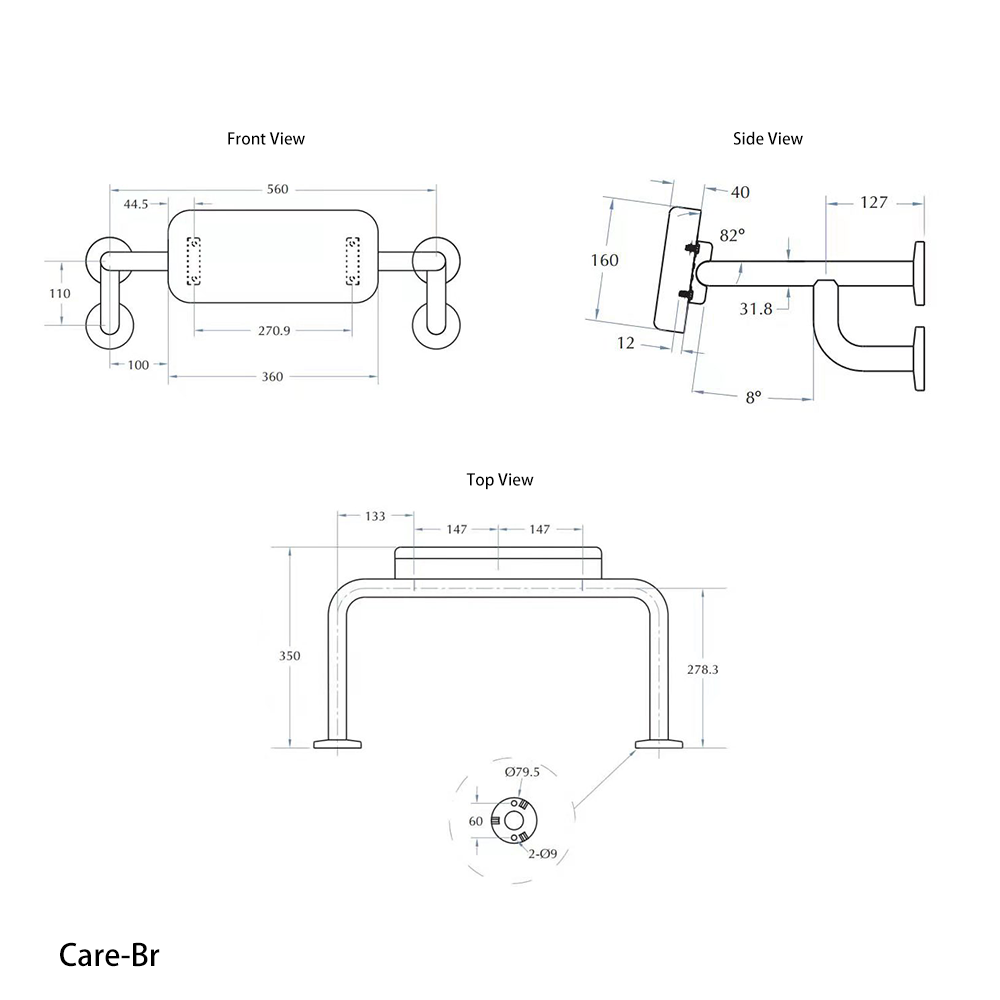 Care Back Rest560mm W centres with a 360mm W back rest