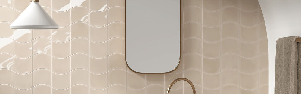 Wave Old Cream Gloss 120x120mm