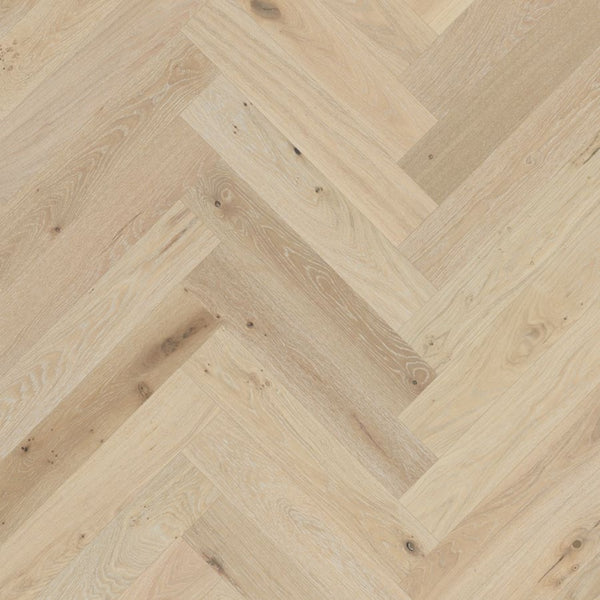 Crosswood European Oak Engineered Herringbone 600x127x14/3mm - Lime Wash