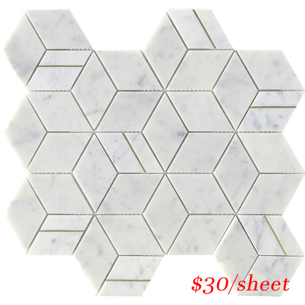 DEC CUBCAR DECO CUBIC CARRARA 345x298MM