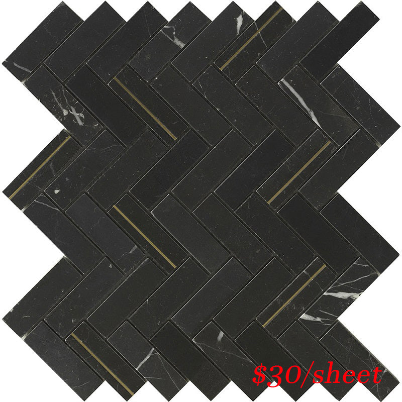 DEC HERNER DECO HERRINGBONE NERO MARQUINA 320x280MM