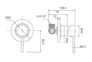WT 509CBN JESS Shower Mixer in Brushed Nickel