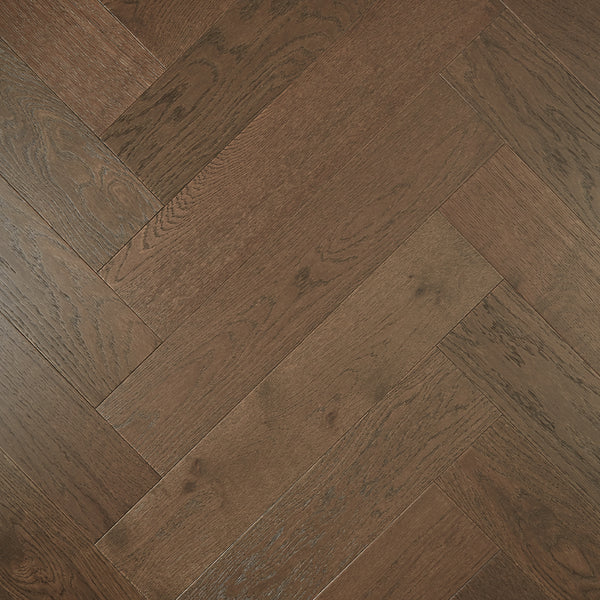 De Marque European Oak Engineered Herringbone 600x120x21/6mm - Dark Brown