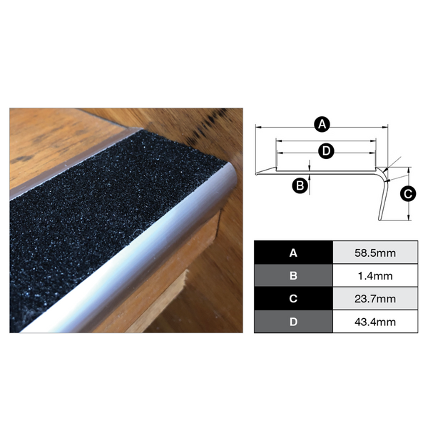 Stair Trim – Solid Carborundum Insert 3m
