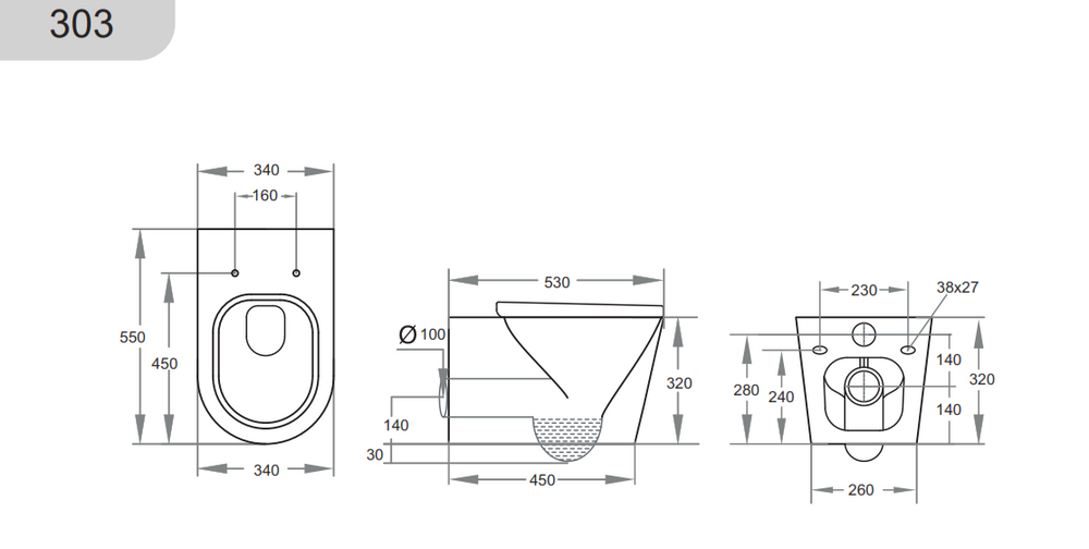 KDK303  Qubist Wall Hung Pan - TEST ITEM