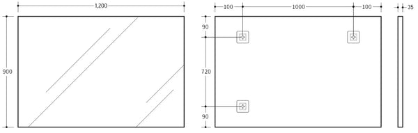 KDK- KS1290F-MB MATTE BLACK ALUMINIUM FRAMED MIRRORS 1200*-900MM