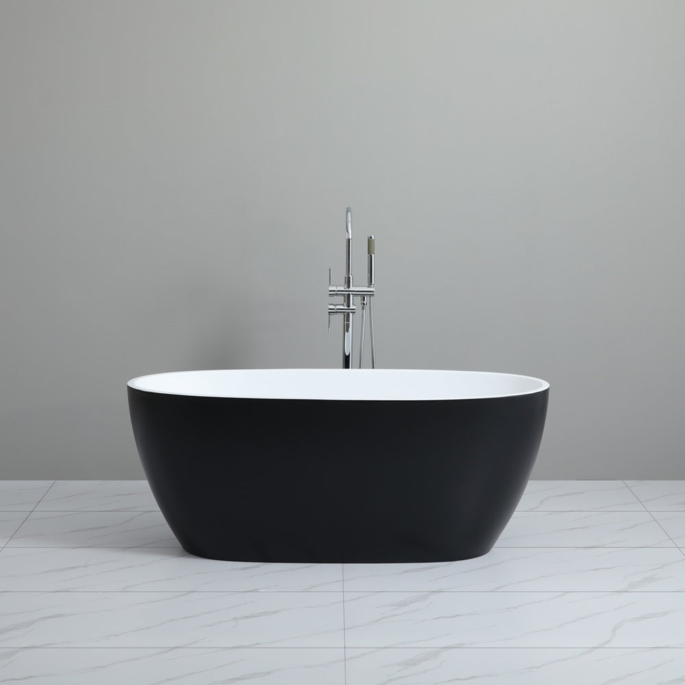Stella MBBT-5-1500 Free Standing Bathtub Matte Black and White Non Overflow 1500*750*590mm