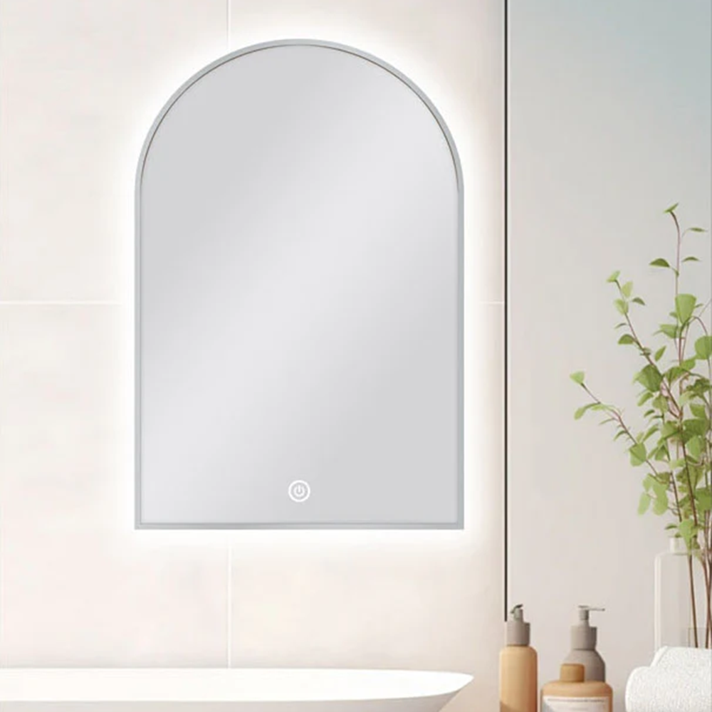 MS-AR6090B-N 600 X 900 MM ARCHED SHAPE BRUSHED NICKEL FRAMED CARYSIL LED MIRROR