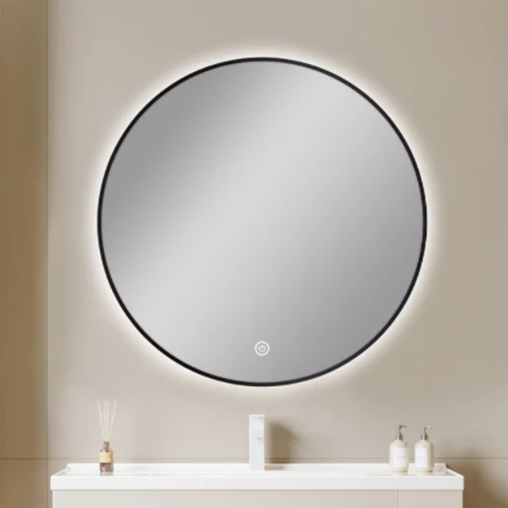 MS-R75B-B 750MM ROUND FRAMED CARYSIL LED MIRROR