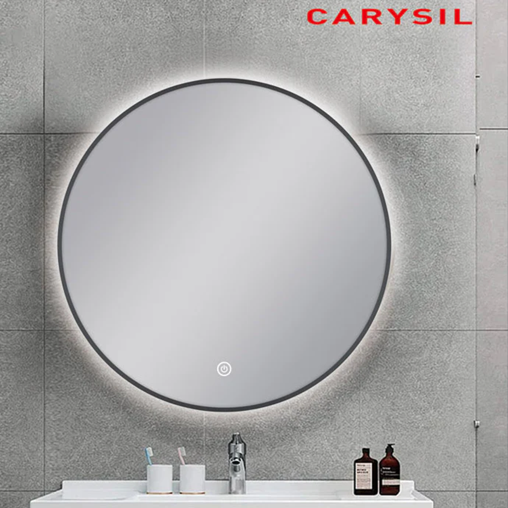 MS-R75B-GU 750MM ROUND GUN METAL FRAMED CARYSIL LED MIRROR