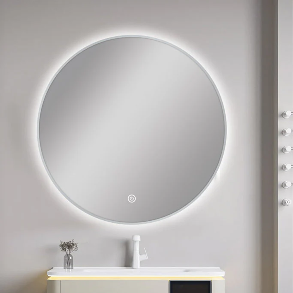 MS-R75B-N 750MM ROUND BRUSHED NICKEL FRAMED CARYSIL LED MIRROR