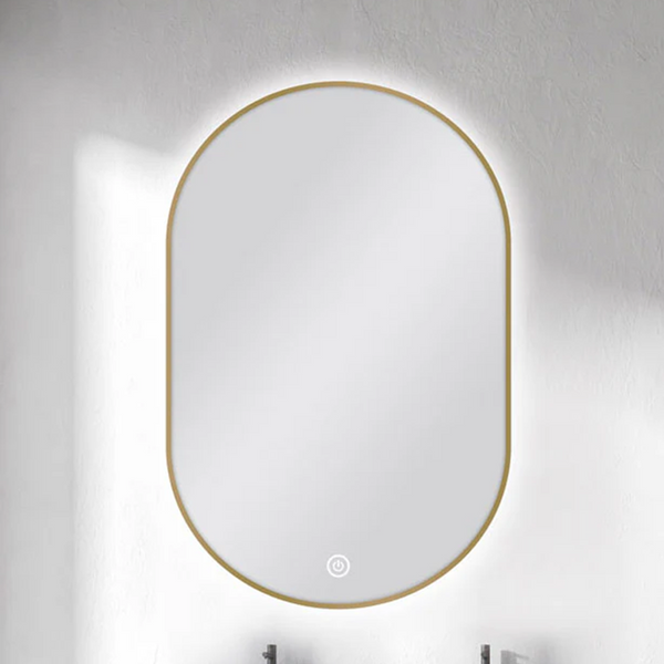 MS-RW6090B-G 600 X 900MM OVAL SHAPE GOLD FRAMED CARYSIL LED MIRROR